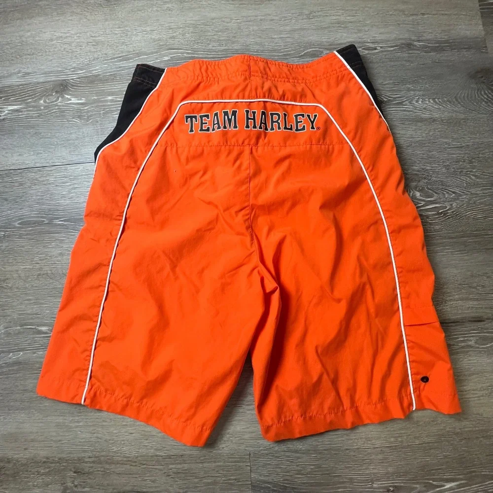 Harley-Davidson Swim Trunks Mens XL Orange Team Harley Board Shorts Mesh Lining